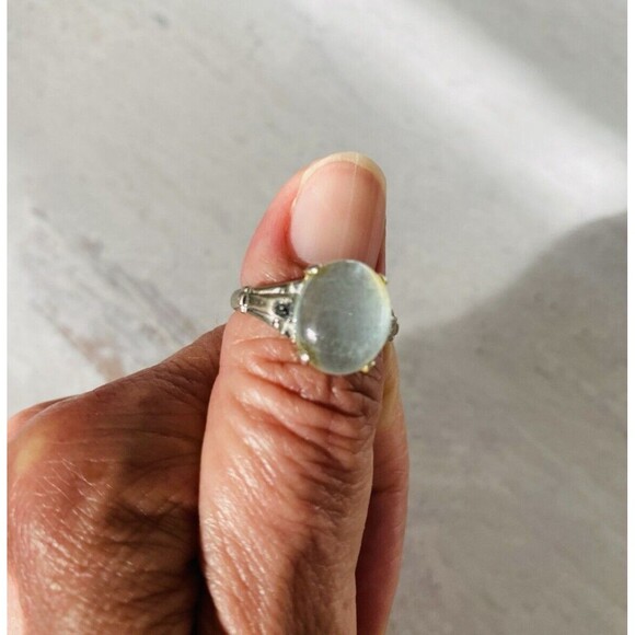 Gray Moonstone Sterling Silver Ring Sz 5 3/4 Retro Vintage Signed McGrath Hamin - Picture 10 of 11